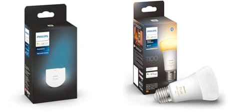 Philips Hue Smart Wall Switch Module Single Pack. Accessory for Indoor Home Smart LED Lighting & New White Ambiance Smart Light Bulb 75W - 1100 Lumen [E27 Edison Screw] with Bluetooth.