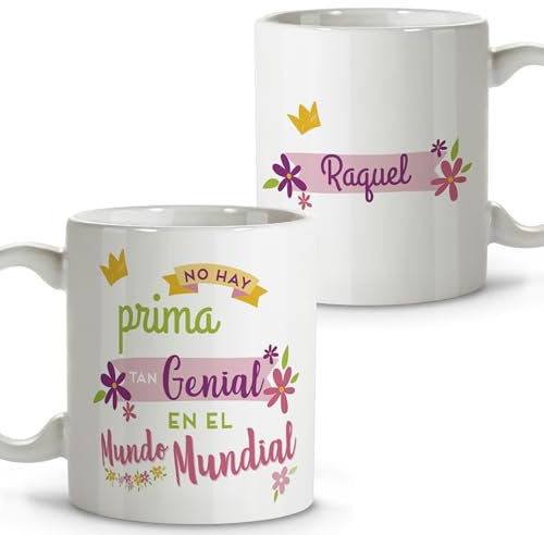 Regalos originales para familia. Tazas personalizadas. Tazas de cafe. Taza mensaje. Regalos para primas. Taza cerámica 330 ml.