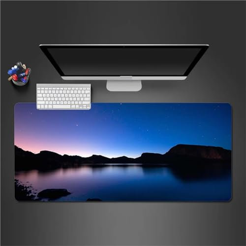 Mauspad XXL, 1000x500x3mm Große Sternenhimmel See Gaming Mauspad, rutschfest Schreibtischunterlage, Waschbares Mousepad mit Vernähte Kanten für Gamer PC Maus und Tastatur