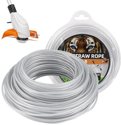 KUWUNG Heavy Duty Strimmer Wire, 3mmx41m Grass Trimmer Line, Nylon Steel Wire Core Brush Cutter Line, Strimmer Line Metal, Grass Trimmer Wire for Over Grown Grass and Weeds