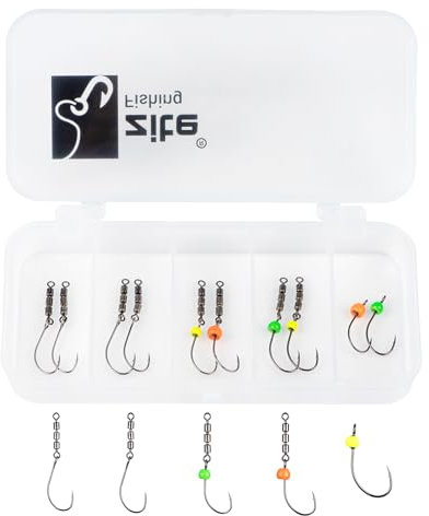 Zite Fishing Rotate Rig Hook Sortiment | 12 Stück Rotationshaken & 3 Tungsten Jighaken | Angelhaken Forelle Größe 4-6 | Forellenhaken für UL-Gummiköder wie Curly Viper & Mighty Mag | Angelzubehör