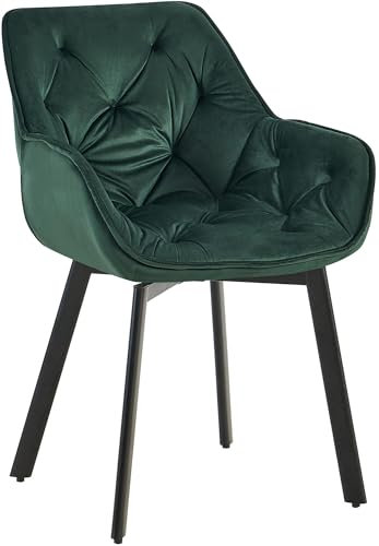 CLP Esszimmerstuhl Antigo I Sessel Mit Samt-Bezug I 180° drehbarer Stuhl, Farbe:grün