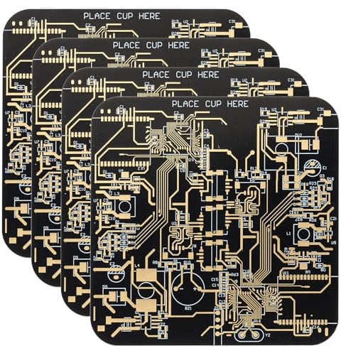 PATIKIL 4Stk Untersetzer PCB Untersetzer Leiterplattenuntersetzer Leiterplatte Untersetzer FR-4 Getränke-Untersetzer für Getränke Kaffee Tisch Bar Geschenke Freund Männer Schwarz