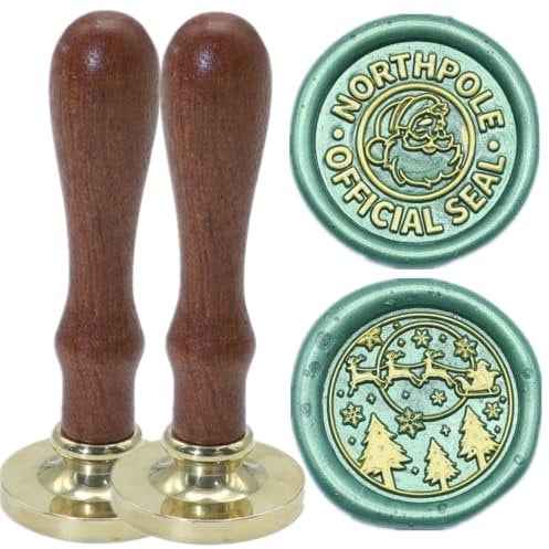 Northpole Wax Seal Stamp, ONWINPOR 2 Pcs Christmas Elk Tree Wax Seal Stamp Set Removable Brass Stamp Head, Christmas Wax Seal Stamp Great for Decorating Christmas Party Invitations (SD04)