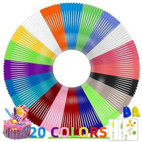 Breeshy 20 Farben PLA 3 D Stift Filament Nachfüllungen, 1,75 mm 3 D Stift Filament, Farbe 16,4 Fuß, Insgesamt 328 Fuß, Kompatibel mit MYNT3 D 3 DP Ens