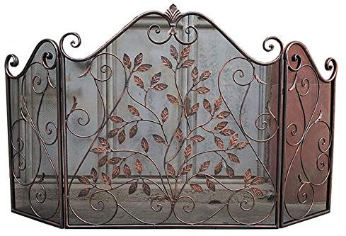 Fireplace Screen Guard,Écran de cheminée Extra Large à 3 Panneaux - Pare-étincelles décoratif en Fer forgé, pour cheminée, poêle et Foyer