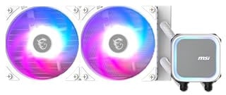 MSI MAG Coreliquid A13 240 White - AIO ARGB CPU Liquid Cooler - 240mm Radiator - LGA 1700/1851 / AM5/AM4 Compatible - Dual 120mm ARGB PWM Fans, White