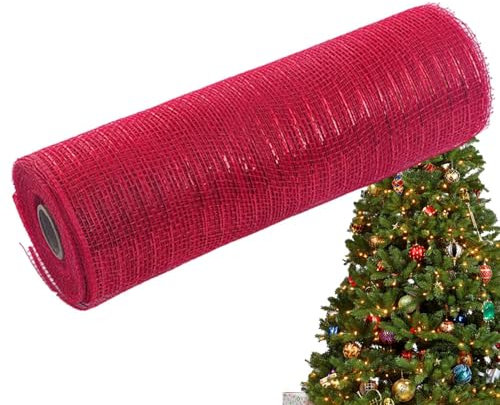 Netzband für Weihnachtsbaum, Weihnachtsnetzband - Netzband für Girlanden - Exquisites Weihnachtsbaumband 10 Zoll x 30 Fuß für Girlanden, Hochzeitskränze