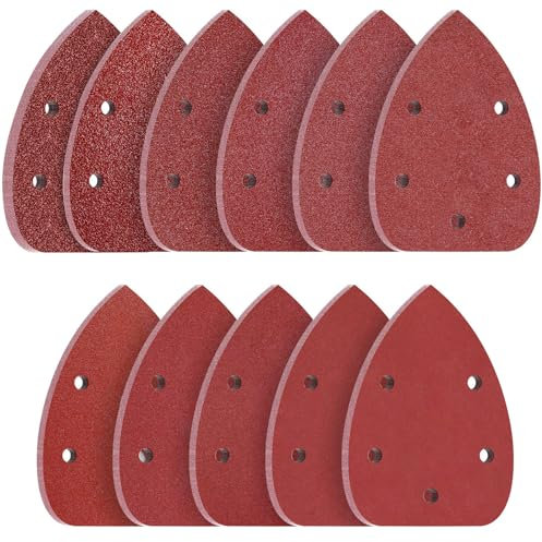 90pcs Mouse Sander Pad, Palm Sander Sheets Mouse Detail Sandpaper Hook and Loop Sanding Sheets 10x40 Grits & 8x(60 80 100 120 180 240 320 400 600 800) Grits for Black and Decker Sander Pads- 5 Holes