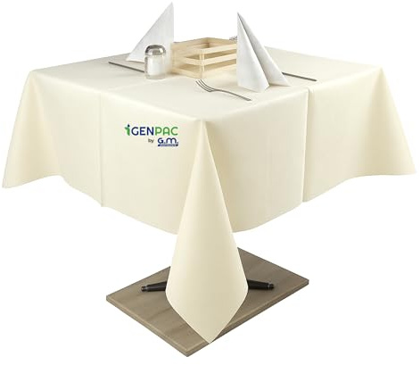 GM 10 Tovaglie in TNT idrorepellenti Tessuto non Tessuto 150x150cm Colore AVORIO, coprimacchia impermeabili ideali per la ristorazione, feste, Natale, compleanni, battesimi, vari colori