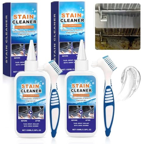 Küchenreiniger Fleckenentferner, 2025 Neu Reinigungsmittel Extra Stark Fettlöser mit Pinsel, Putzmittel Glaskeramik Reiniger für Bad Küche und Silikonfugen (2, 100ml)
