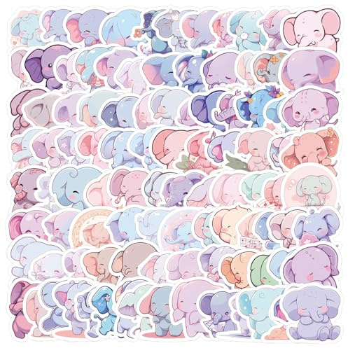 100 Stück Elefant Aufkleber für Motorrad Fahrrad Auto Laptop Skateboard Computer Gepäck Scrapbook Motorräder Helm Wasserflaschen,niedliche Tier Wasserdicht Stickers für Jugendliche Kinder Erwachsene