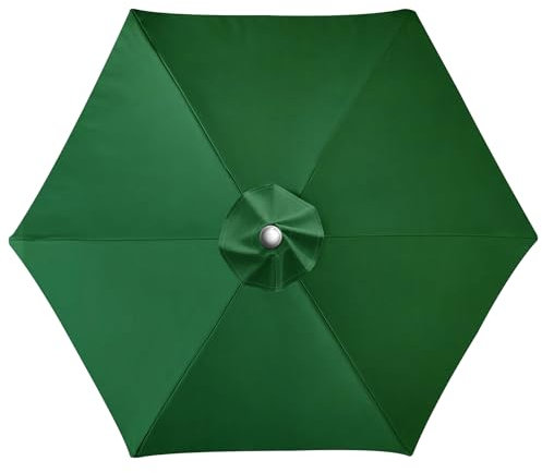 LUSCHEER Replacement Parasol Canopy Waterproof, Parasol Replacement Canopy Cover Patio Umbrella Cloth for Diameter 2m 6 Ribs Large Patio Umbrella Weatherproof UV-Anti, Green