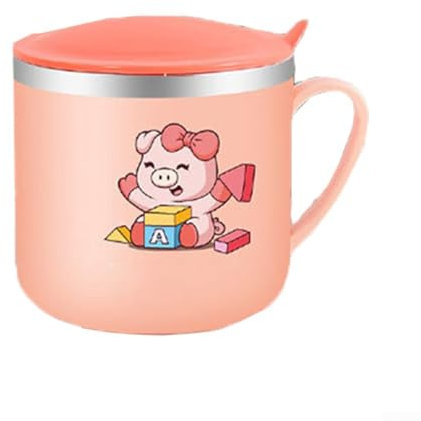 Stainless Steel Straw Cup for Kids 250ML with Double Layer Design for Milk and Juice (Pink)