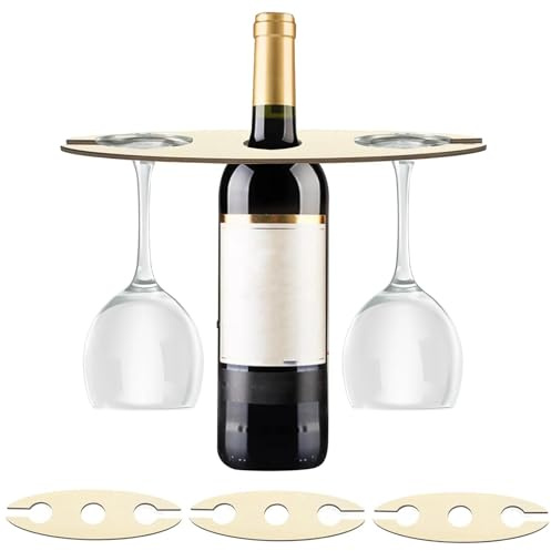 LNSYSNS Pack of 4 Wooden Wine Glass Holders, Wine Holder for Hanging, Ideal for Outdoor Picnics, Wine Glass Holder for Hanging, Includes 8 Glasses for Wine Lovers to Taste Wine