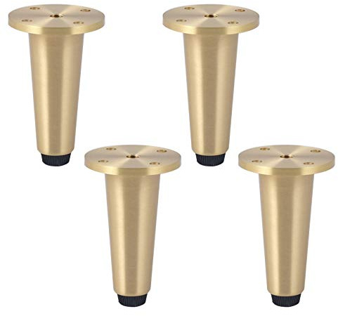 Lot de 4 pieds de lit nordiques réglables en laiton brossé pour fauteuil, meuble TV, placard, commode, supporte jusqu'à 800 kg