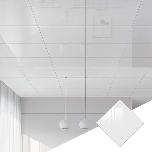 Cammeciso Placas Techo Desmontable,Paneles De Techo Autoadhesivo De PVC,Panel Decorativo Pared Y Techos,FáCil De Limpiar,Grosor 1.8 Mm,Removable Impermeable,para BañO,Cocina Y SóTano
