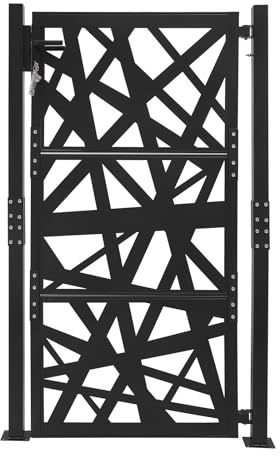 Gartentor 105 x 175 cm Gartentür Zauntür Stahl Gartenpforte Schwarz Einfahrtstor Gartenzaun für Gärten, Innenhöfe, Terrassen und Lagerhäuser
