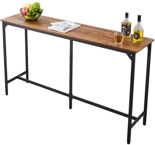 VEVOR Mesa de Bar Rectangular 160 x 39,8 x 91,5 cm, Mesa Alta para Comedor sin Silla, Metálica Fuerte Duradera, Estilo Industrial y Moderno, para Cocina Salón Tapa Bar Estrecho Barra Alta y Desayuno