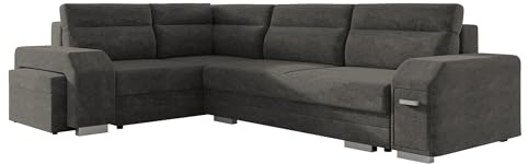 Mirjan24 Ecksofa Alvares, inkl. Polsterhocker und Barfach, Eckcouch mit Bettkasten und Schlaffunktion, Couchgarnitur, Couch, Schlafsofa, Polsterecke (Nazar 225.06, Seite: Links)