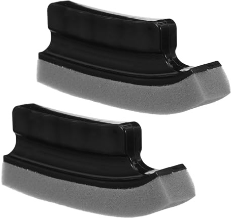 Brosse à Barbe Courbée Noire en Plastique et Éponge, Lot de 2 | Format Portable, Usage Maison et Voyage D’affaires, Design Ergonomique sans Rayure