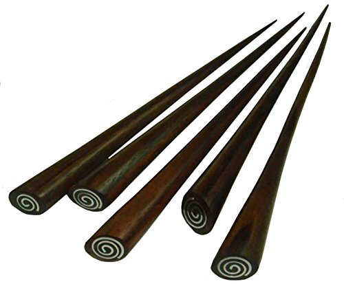 Haarnadel aus Holz (Sonor-Wood) mit Edelstahl-Intarsie, Haarschmuck, Anzahl:1 Stück