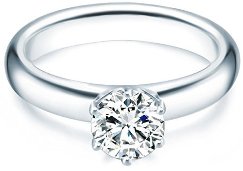 Trilani Damen-Ring/Verlobungsring/Solitärring Sterling Silber rhodiniert Zirkonia weiß 60451017