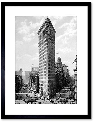 Wee Blue Coo Flat Iron Building Ny 1903 Vintage History Old Bw Photo Framed Art Print & Picture & Mount F12X355