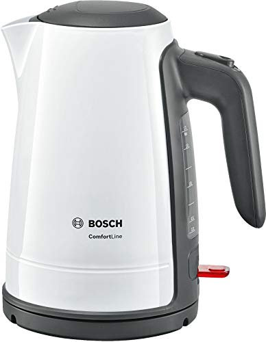 Bosch Hogar TWK6A011 ComfortLine Hervidor de agua, 2400 W, 1.7 litros, color gris y blanco