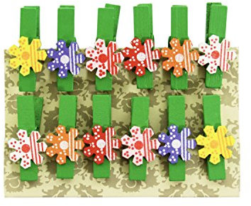 Oblique-Unique® Lot de Mini Pinces à Linge en Bois décoratives avec motif au choix, Blumen 2