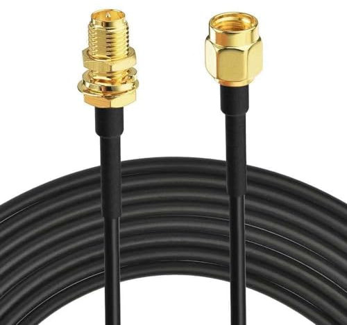 CABLEPELADO Cable de antena extensión de RP-SMA macho a hembra, Cable de antena wifi de baja pérdida, Cable Coaxial Extensión Antena WiFi, Cable Tarjeta de Red wifi, Negro, 3 Metros