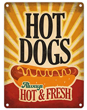 trendaffe - Metallschild mit American Diner Classics - Hot Dogs Motiv