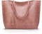 NICOLE&DORIS Femme Grand Sac à Main Cabas en Cuir PU - Sac à Bandoulière Mode Rose