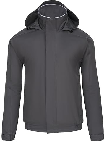 ØRN Mens Bomber Jacket - Hooded Workwear with Insulated Fleece Lining, Water Resistant, Machine Washable, Fulmar 4300 - Graphite, Small