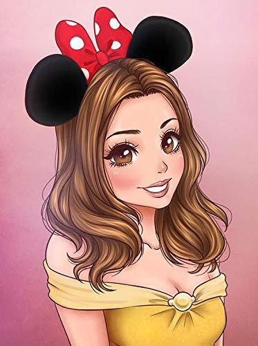Abonty Kit de peinture diamant 5D à faire soi-même avec strass Mickey Mouse Chignon Girl