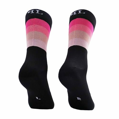 PERRO LOCO CLOTHES Calcetines de Ciclismo Edición Limitada. Hechos en España. Calcetines para Bici. (Widow 40 42 Negro Rosa)
