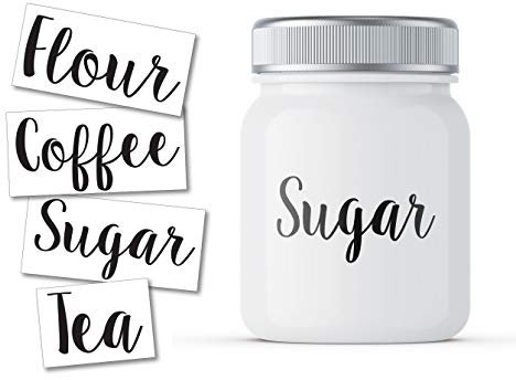 Etiquetas adhesivas de harina, café, azúcar, té, etiquetas para tarros de cocina, organización, paquete de cuatro