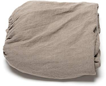 LinenMe Gewaschene Spannbettlaken 90x200cm, 100% Leinen - Bettwäsche Bettlaken mit Gummizug - Spannbetttuch, Fitted Sheet 90x200 - Natural