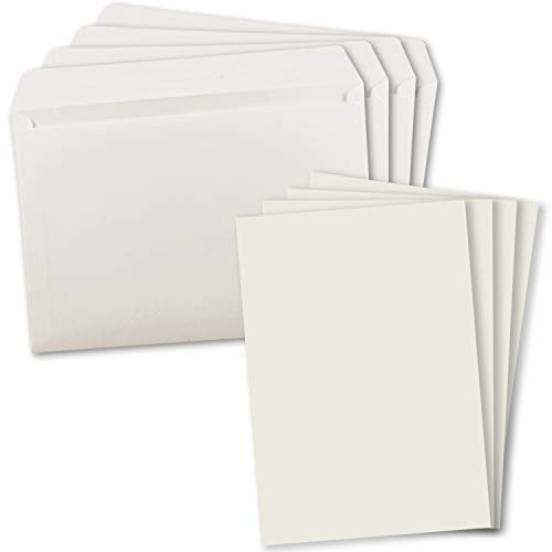5x XXL Einzelkarten-Set in DIN A4 (21 x 29,7 cm) inkl. Umschlägen in DIN C4 - Naturweiß - Briefumschlag mit Haftklebung - für Versand von Grußkarten, Urkunden und Gutscheinen geeignet