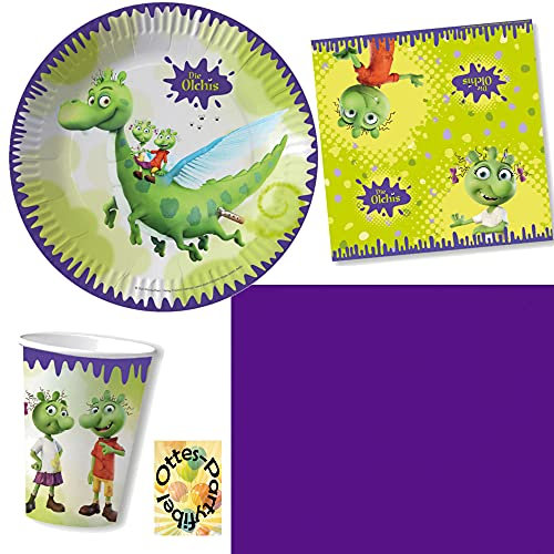 Die Olchis-Party-Set Olchi-Party-Set 53tlg. für 16 Gäste : 16 Teller 16 Becher 20 Servietten 1 Tischdecke
