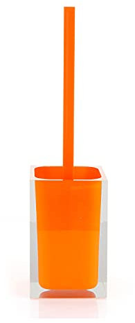 Gedy Auckland Orange, Dimensions and Weight: 37.5 x 9.8 x 9.8 cm & 0.85 kg, Made Clear Resin, Toilet Brush Design by R&S, Handmade, 2 Year Warranty, Unica