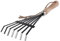 KADAX Kleine Harke aus Metall, Rechen mit Stiel aus Holz, Laubbesen, Laubrechen, Rasenrechen für Garten, Gartenharke, Handrechen, Kleinfächerbesen (7 Zinken, Schwarz, Schwarz)