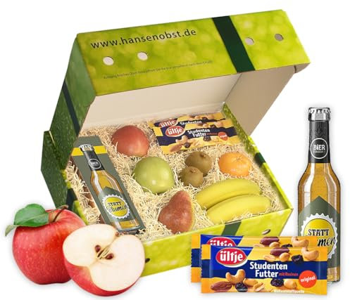 Hansen Obst - Geburtstags Geschenkbox - fruchtige Obst-Box - “Für Männer: Statt Blumen” - Präsentkorb - Obst-Geschenkset - gefüllte Obstkiste - Geschenk Obstbox
