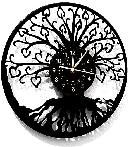 Vinyl-Wanduhr, Lebensbaum-Muster, Vintage-Wanduhr, ist eine ideale Wanddekoration für Zuhause.