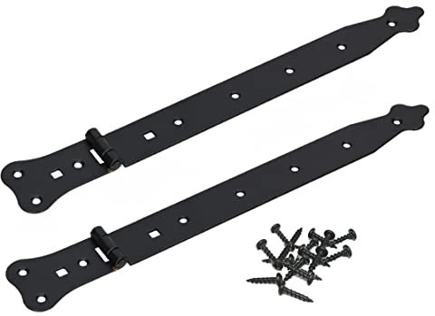 KOTARBAU® 2er Set Ladenband 370 mm Schmal Torscharnier Stilvolles Türband von Höchster Qualität Werfgehänge Kreuzgehänge Gartentorband