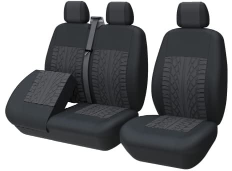 TOYOUN Universal Sitzbezüge Auto für Transporter LKW - Separater Design Sitzunterseitenstauraum zugänglich, Autositzbezüge 1+2 Sitzbezug Schonbezüge, Schwarz