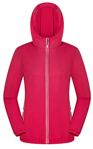 Zylione Manteau coupe-vent imperméable pour femme - Décontracté - Ultra léger - Coupe-vent - Pour femme - Manteau élégant - Hiver, Rouge D., M