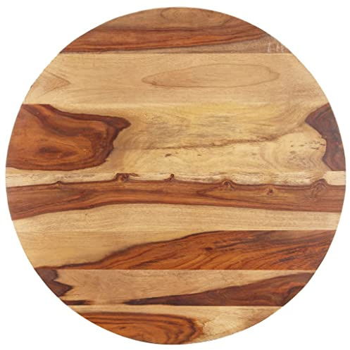 homiuse Tischplatte Massivholz Palisander Rund 25-27 mm 80 cm Braun Holzplatte Massiv Holzplatte Rund Tischplatte Ersatzteil für Esstisch Couchtisch Garten Tische Praktisch & Schön Industriestil