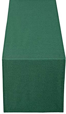 Leinen Optik Tischläufer Läufer Eckig 40 x 140 cm Dunkelgrün / Grün Abwaschbar Wasserabweisend Fleckschutz Pflegeleicht mit Saumrand