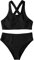 GORGLITTER Damen Bikini Sets U-Ausschnitt Über Kreuz Bikinitop Tanga High Waist Bademode Zweiteiliger Swimsuits Schwarz XS
